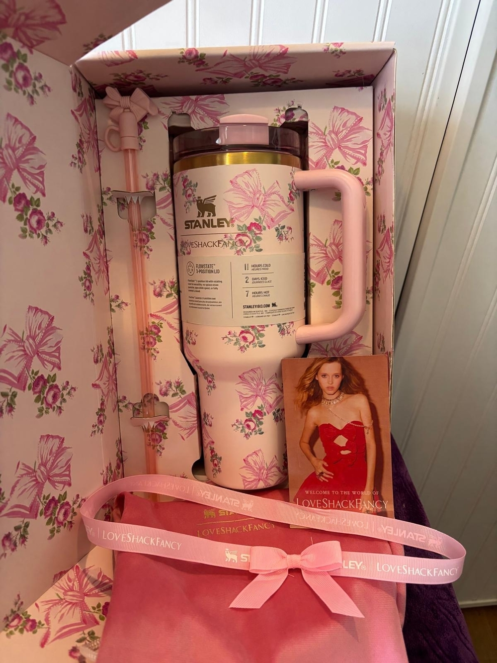 LoveShackFancy Pink Floral Insulated Travel Mug
